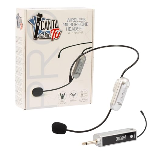 CANTA TU KARAOKE micrófono Arco, micrófono inalámbrico para Karaoke inalámbrico con Receptor, Ideal para Bailes, 10 m de Cobertura, Compatible 2022 Pro 2023, Plateado