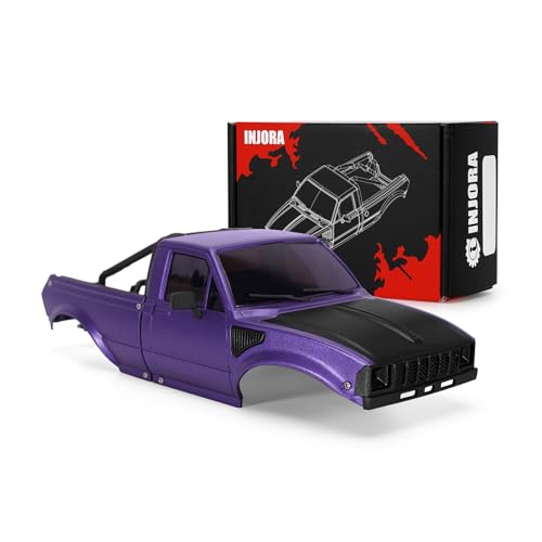 INJORA IR60-24 Pickup Hard Body Shell with Bed Rack for 1/24 RC Crawler Axial SCX24 C10 Bronco Wrangler Base Camp (Purple)