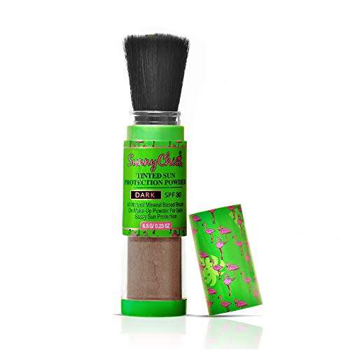 Sunny Chick Sunscreen Powder- Tinted Brush-On Mineral Sunblock SPF30 .23OZ (Dark)