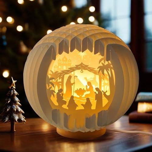 SPERMUOY Krippenfiguren Set,Weihnachtskrippe Mit Beleuchtung,Krippe...