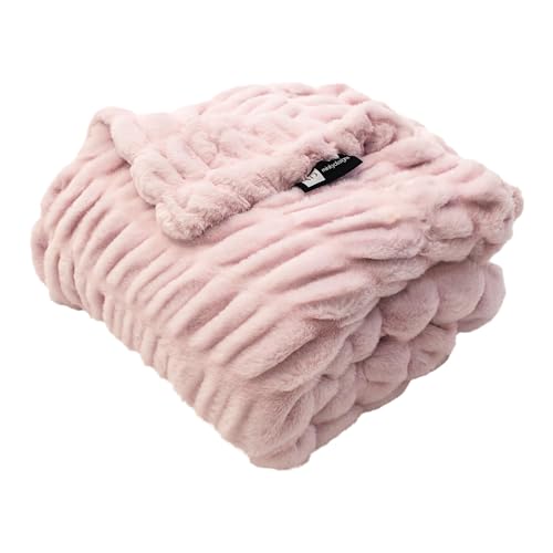 Minky Designs Blossom Pink Minky Blanket – Ultra Soft Faux Fur Throw Blanket for Couch, Bed & Home – Fluffy, Warm & Luxurious – Chic Collection (Small, 30x36)