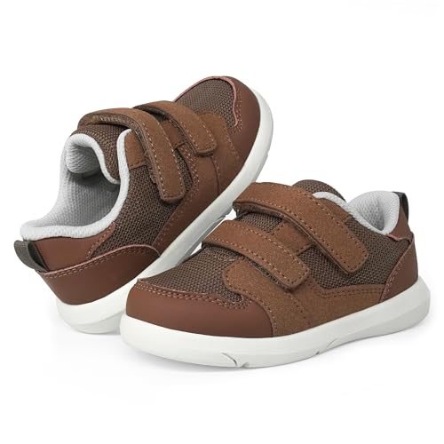 SKYWHEEL Toddler Brown Shoes Size 5 for Boys Girls Tennis Walking Running Canvas Hook and Loop...