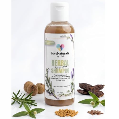 Image of Herbal Ayurvedic Shampoo with Rosemary , Flaxseeds,Methi +hairgrowth herbs| Natural, Vegan & Handmade | Hair Fall Control + Scalp Nourishment | Artificial colour & Fragrance Free | Paraben & Sulfate-Free |Dermatologically tested| 100 ml