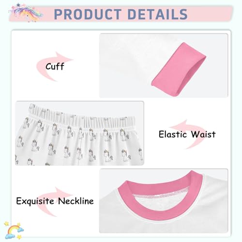 Cartoon Pajamas Set Flower Unicorns Long Sleeve PJs Cotton Jammies Sleepwear Top and Pants4