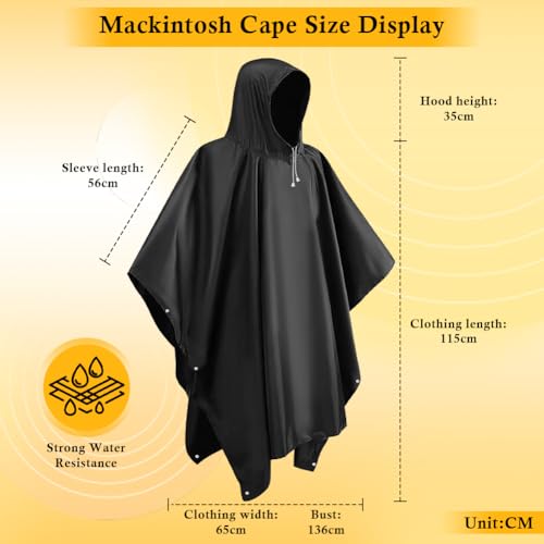 Image of HCFGS Rain Ponchos for Adults, Reusable Waterproof EVA Raincoats with Drawstring Hood & Sleeves, Lightweight Rain Gear for Men & Women, Perfect for Camping Hiking Travel Outdoor Activities