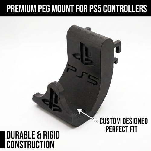 Image of PS5 Controller Holder for IKEA Skadis Pegboard | Organizer Hook Stand & Secure Display Hanger for PlayStation 5 Controller, Black, 2
