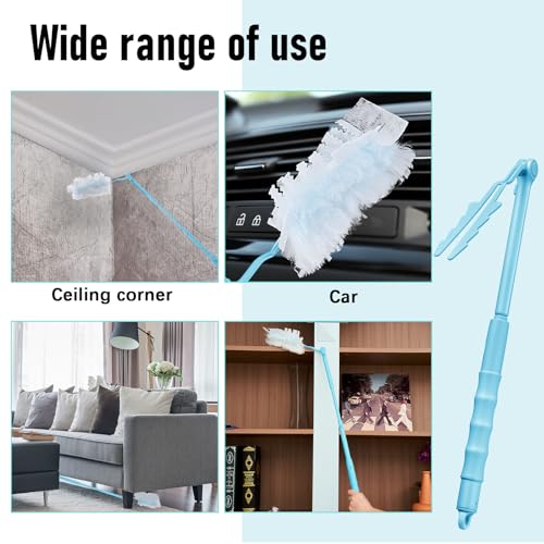Image of Colingmill 4 Pcs 3 ft Replacement Handles Compatible with Duster Refills, Long Extended Handle Only, Adjustable Length for Ceiling Fans, Blinds, Shelves, Windows, Foldable & Extendable (Sky Blue)