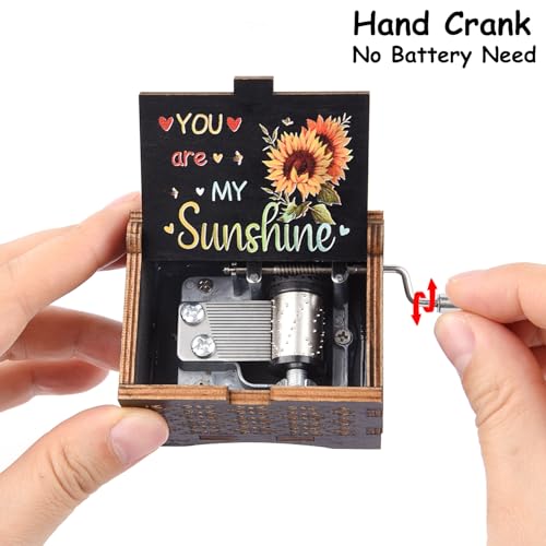 byykit You are My Sunshine Music Box,Wooden Hand Crank Engraved Music Boxes - image 6