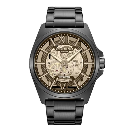 Kenneth Cole New York Montre automatique pour homme, Marron - Acier inoxydable noir, Mens Standard, Automatique