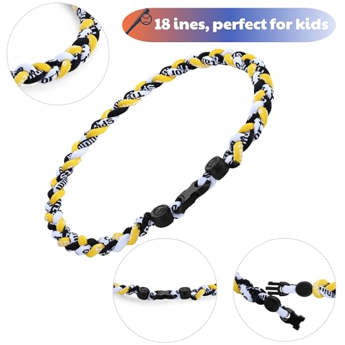 NAKAYAI Premium 18" Baseball Necklaces Nylon Tri-Braided Rope Tornado Design One/Multi-piece set for Team Gifts Player Fans Dark Softball Drip Sports Baseball Necklace3