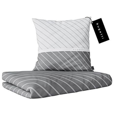 bugatti Bettwäsche 135 x 200 cm - 100% Baumwolle, Reißverschluss,...