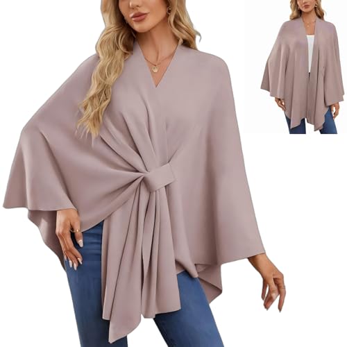 Consolidateh Sweater，Elegant Ladies' Solid Color Soft Shawl, Outerwear Cloak Top (17 colors),Suitable for Home and Office