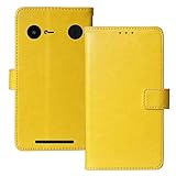 Dingshengk Flip Retro Leder Tasche Hülle TPU Silikon Für Doro Liberto 8035 Lederhülle Handyhülle Schutzhülle Klapphülle Handytasche Handy Etui Brieftasche Cover Hülle Abdeckung (Gelb)