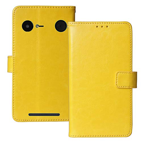 Dingshengk Flip Retro Leder Tasche Hülle TPU Silikon Für Doro Liberto 8035 Lederhülle Handyhülle Schutzhülle Klapphülle Handytasche Handy Etui Brieftasche Cover Hülle Abdeckung (Gelb)