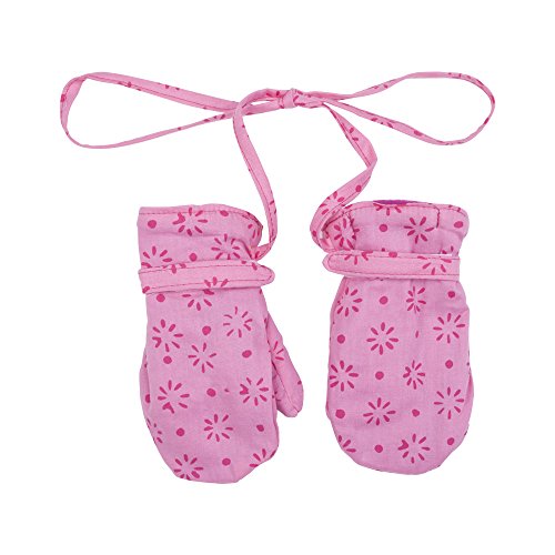Shu-Shi Baby Toddler Girl Mittens Soft Warm Fleece Interior and String Attached,Small 6-12 Months),pink/hot pink
