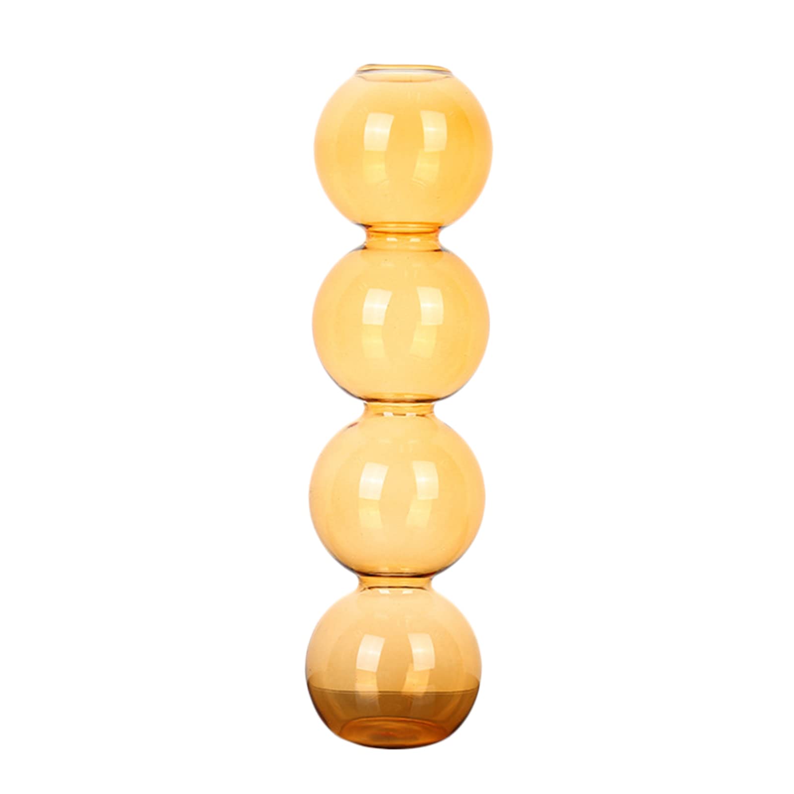 Pcscevcr Hydroponic Flower Vase, Clear Glass Bubble 4 Balls Vase, Modern Decorative Bud Vase, for Weddings Party Home Office Tabletop Centerpiece (Orange)