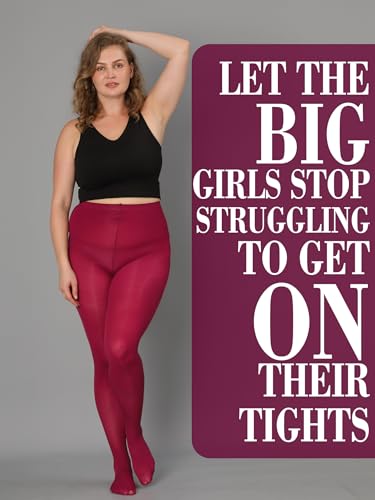 Image of HONENNA Queen Plus Size Tights Semi Opaque Control Top High Waist Stockings Nylons Pantyhose for Women 1X 2X 3X 4X 5X 6X