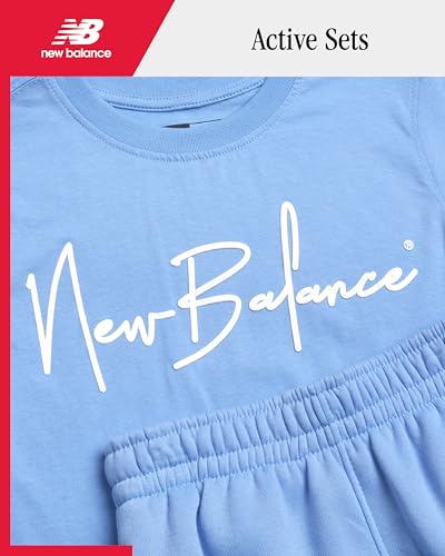 Image of New Balance Active Boys Short Sets - 2 Piece Short Sleeve Workout T Shirt and Fleece Kids Shorts Boys Athletic Sets (8-12)