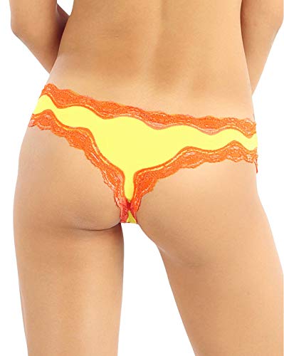 Image of Candyskin Women's Thong Pink Panty Trim Lace Comfort Wear Low Rise