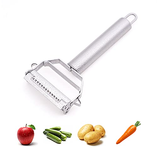 Domumkit Vegetable Peeler, Stainless Steel Julienne Peeler for Potato Carrot Apple Pear, Double-Sided Blade with Cleaning Brush