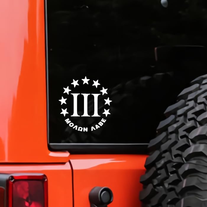 Molon Labe 1776 2nd Amendment Stars Vinyl Decal Sticker Gift Car Bumper Laptop Home Deco Window Wall Truck (White)