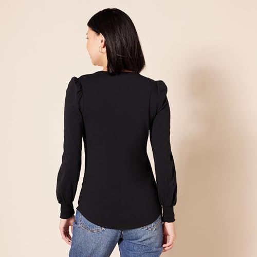 Image of Amazon Essentials Women's Long-Sleeve Crewneck Smocked Cuff T-Shirt