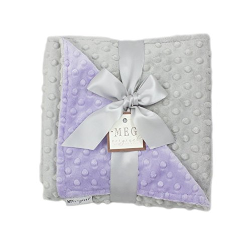 MEG Original Lavender & Gray Minky Dot Baby Girl Blanket