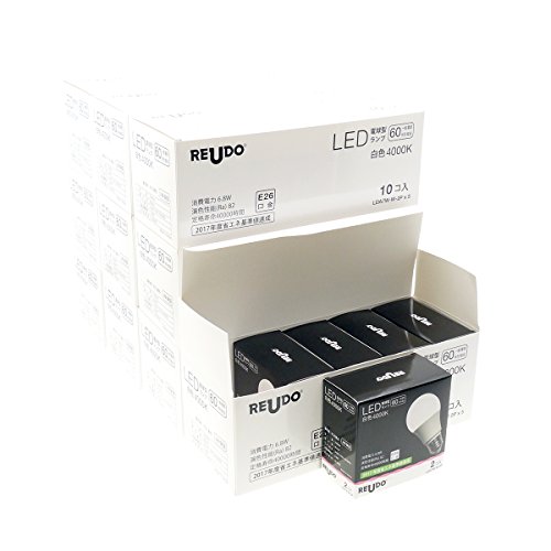 ReUdo LED電球 一般電球60W形相当 全光束830lm 消費電力6.8W 白色 広配光タイプ E26口金