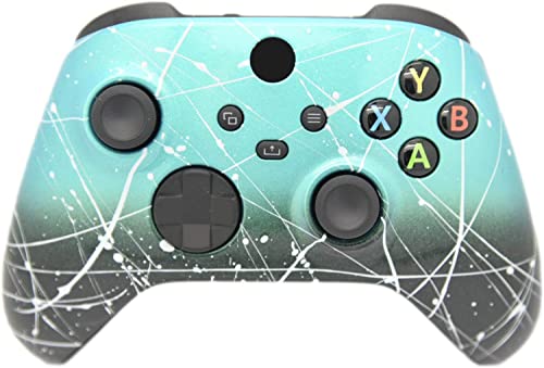 Image of Hand Airbrushed Fade Custom Controller Compatible with Xbox Series X /S & Xbox One (Series X /S Teal & Black Fade W /Silver Splatter)