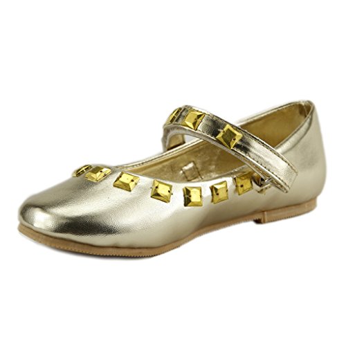The Doll Maker Girl's Metallic Strap Studded Flat