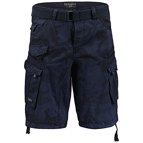 Geographical Norway Shorts Cargo Bermudas avec Ceinture Short Hunter Im Bundle avec UD Bandana - Marine, XL