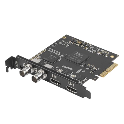 UNISHEEN 4 Channel 3G SDI HDMI Video Capture PCIeX4 Card 1080p - Work in 4 Channel Simultaneously, Support Linux/Win11, Quad HDMI SDI PCIe Video Capture Card