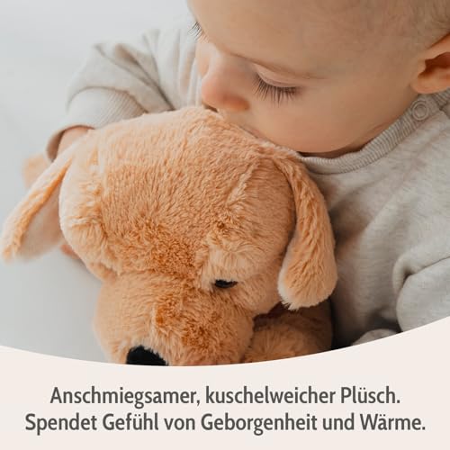 Habibi Plush Wärmekissen/Stofftier f. Kinder und Erwachsene – 1873 Hund Labrador mit Hirsefüllung, Wärmekuscheltier zum Erwärmen in der Mikrowelle/Backofen, ideal auch für Babys