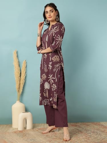 Image of GULMOHAR JAIPUR Women's Rayon Calf Length Printed Straight Kurta Bottom Set