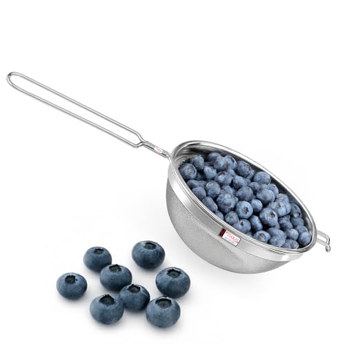 Image of TIARA - MAX Juice Strainer No7 Diameter 16cm Soup Strainer Steel Liquid Filter Food Grade Mesh, Sieve for Kitchen, channi,Rice Strainer, Fruit Strainer (35L x 16W x 8H cm, Silver)