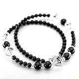 [石輝] 梵字 オニキス 黒彫り水晶 ネックレス メンズ タラーク 虚空像菩薩 丑虎生まれ パワーストーン 数珠 500