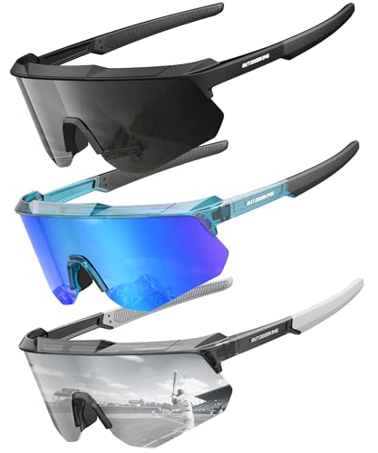 Image of Polarized Sports Sunglasses for Men Women, UV400 Protection Mens Sunglasses Wrap Around Sun Glasses for Cycling Running