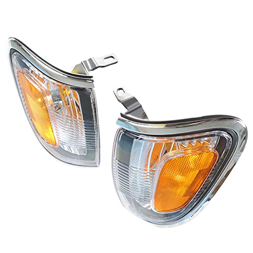 Wflnhb Front Driver And Passenger Side Parking/Side Marker Lights Replacement For Toyota Tacoma 2001-2004 Side Marker Corner Lights W/Chrome Trim 8162004090B0 To2521162 #TOP1