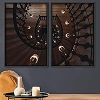 2 Piece Framed Canvas Wall Art Stairs Architecture Canvas Prints Home Artwork Decoration for Living Room,Bedroom - 16