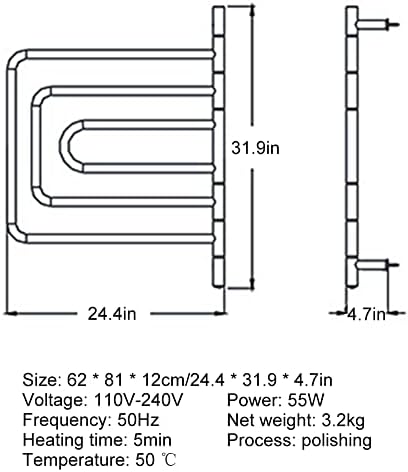 Polished 304 Stainless Steel Heated Towel Rack - Wall-Mounted 4 & 6-Bar Towel Warmer, Plug-in & Hardwired for Luxurious Spa Comfort, Modern Design, Fast Drying, Home Bathroom Essentials