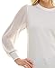 Zac & Rachel Women's Sweater Knit + Pleated Chiffon Blouse, Gardenia