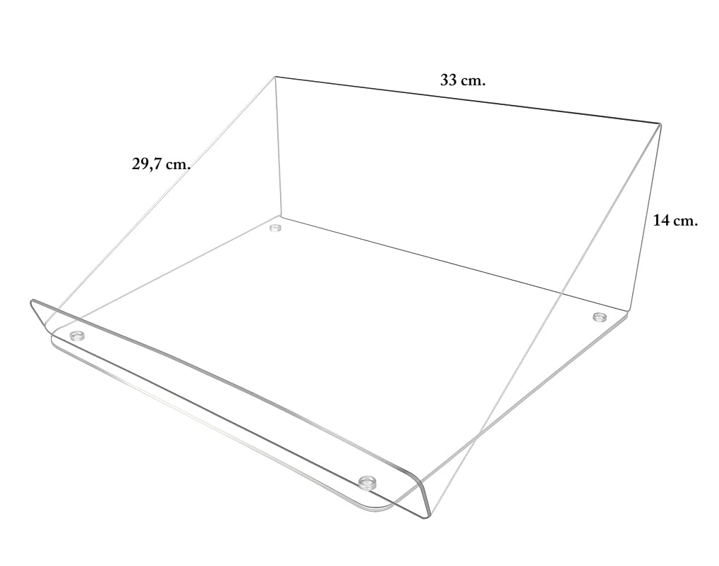 DESIMONLINE Pupitre de Table en Plexiglass Transparent, Moulé au Laser, 33 x 29,7 x 14 cm, Fabriqué à la Main en Italie