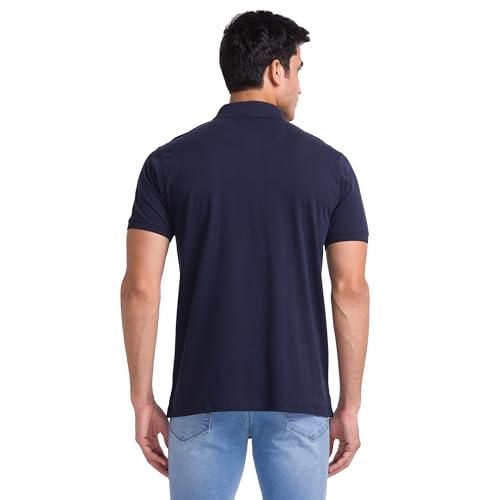 Image of Park Avenue Men Cotton Slim Fit Solid Pattern Polo Neck Casual T-Shirt