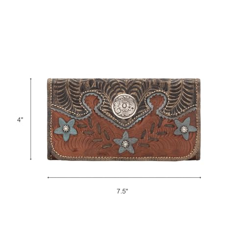 American West Desert Wildflower Ladies' Tri-Fold Leather Wallet3