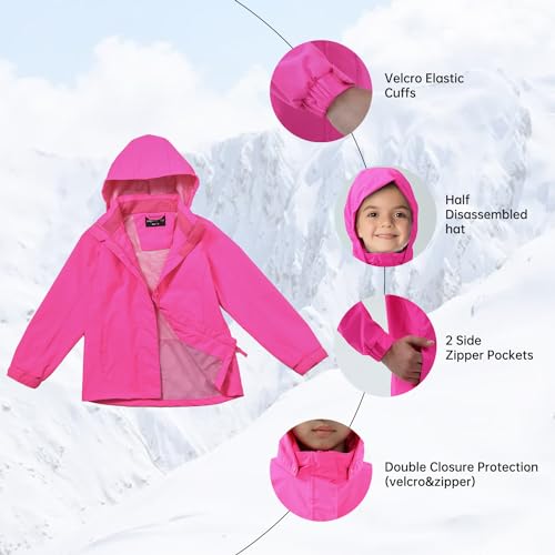 YINGJIELIDE Boys Girls Rain Jacket,Kids Lightweight Waterproof Hooded Raincoats Windbreakers,Outdoor Hiking Coat4