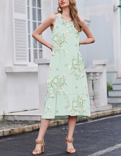 Image of Ekouaer 2 Pack Nightgowns for Women Sleeveless Long Night Gowns Victorian Nightdress with Pockets Soft Ladies Gown