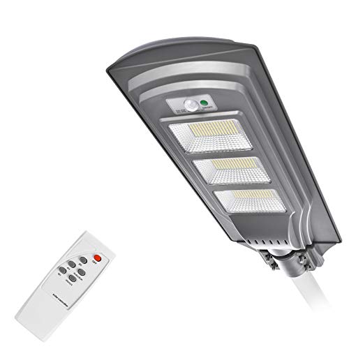 Viugreum 720w Outdoor Solar Light 7800k Super Bright Flood Light 480 Led, Wireless Controllable with Remote Control, Ip67 Waterproof, Easy to Install, Suitable for Parking Lot Garden Sidewalk Garage