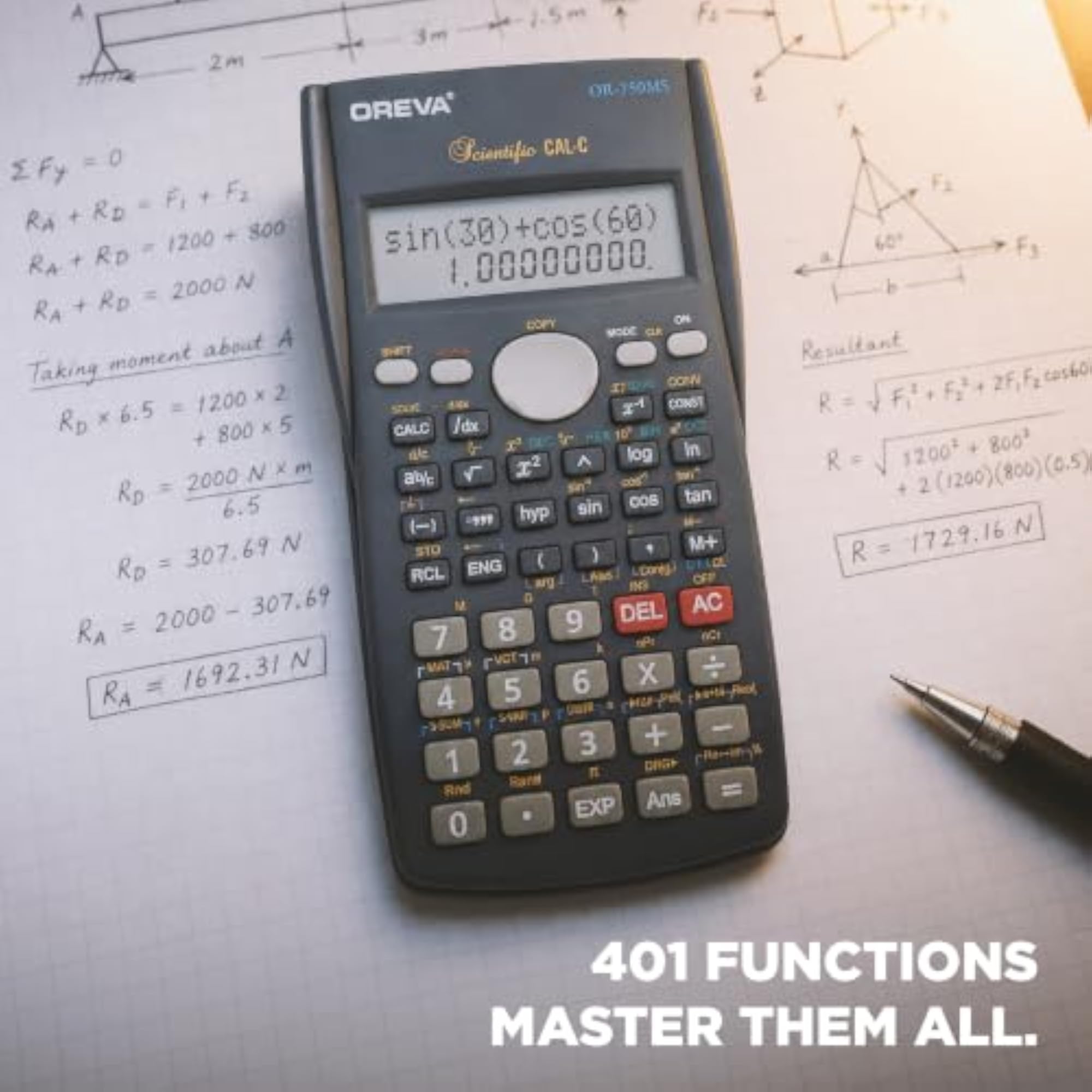 Engineering Scientific Calculator, 2-Line LCD