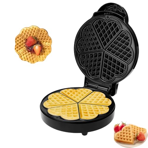 Lifeeverkeep Mini Heart Shaped Waffle Maker-Thin Waffle Iron With Nonstick Surface For Easy Cleaning - Great Holiday Gift