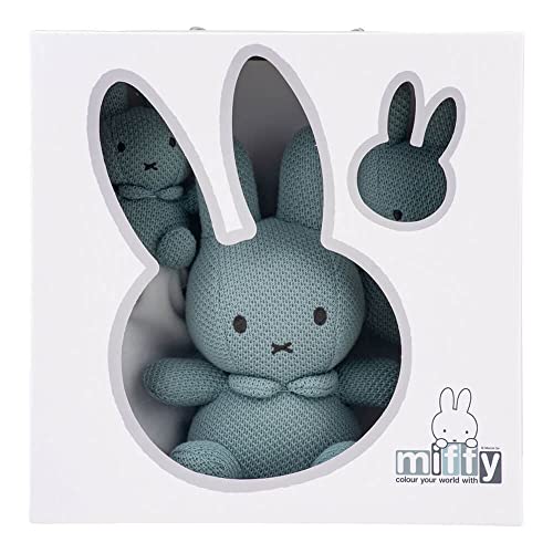 TIAMO NIJN679 Miffy Lapin Coffret Cadeau en Tricot avec hochet, Doudou et Doudou Vert Pierre
